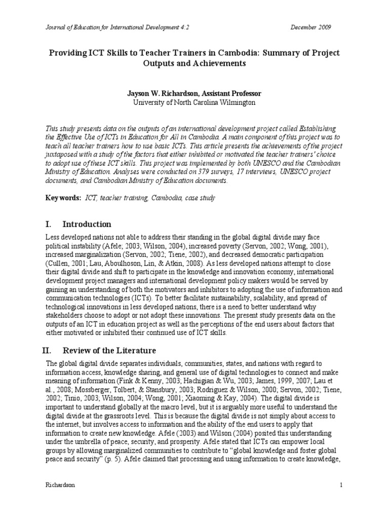 Providing ICT Skills To Teacher Trainers PDF | PDF | Survey Methodology ...
