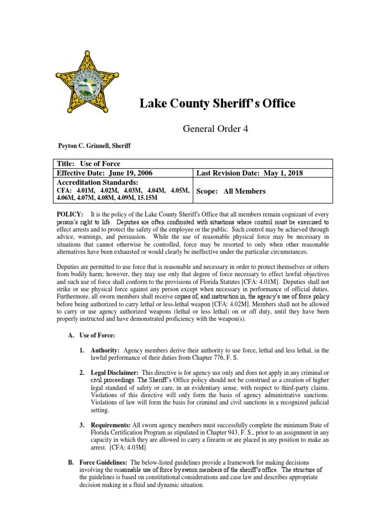 Lcso general order 4revised050118 pdf sheriffs in the united states