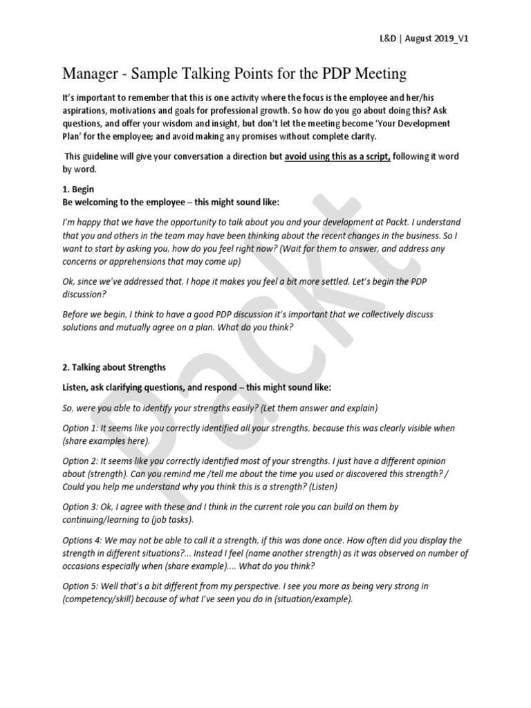 PDP Meeting Guidelines for Managers | PDF | Competence (Human Resources ...