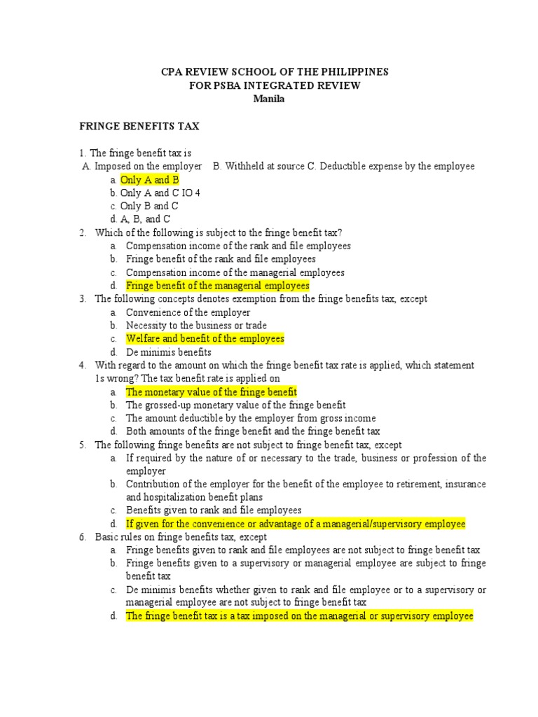 Purpose Of Fringe Benefit Tax