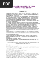 CURSO DE CAPACITAÇÃO PARA PROFESSORES DE EBD