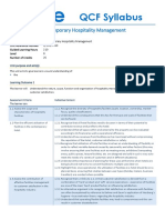 QCF Syllabus: Contemporary Hospitality Management