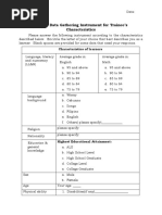 Data Gathering Instrument For Trainee