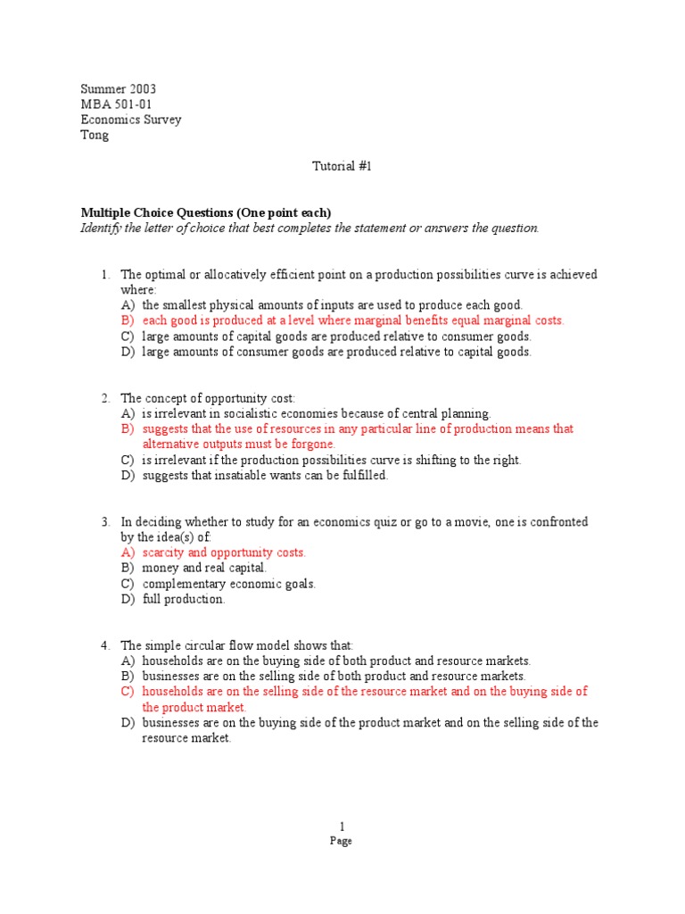 supply and demand assignment answers