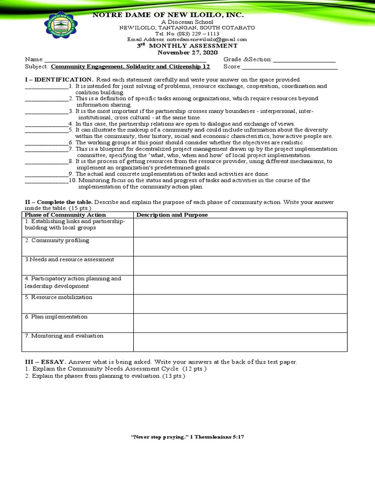 Community Engagement 12 | PDF | Community | Evaluation