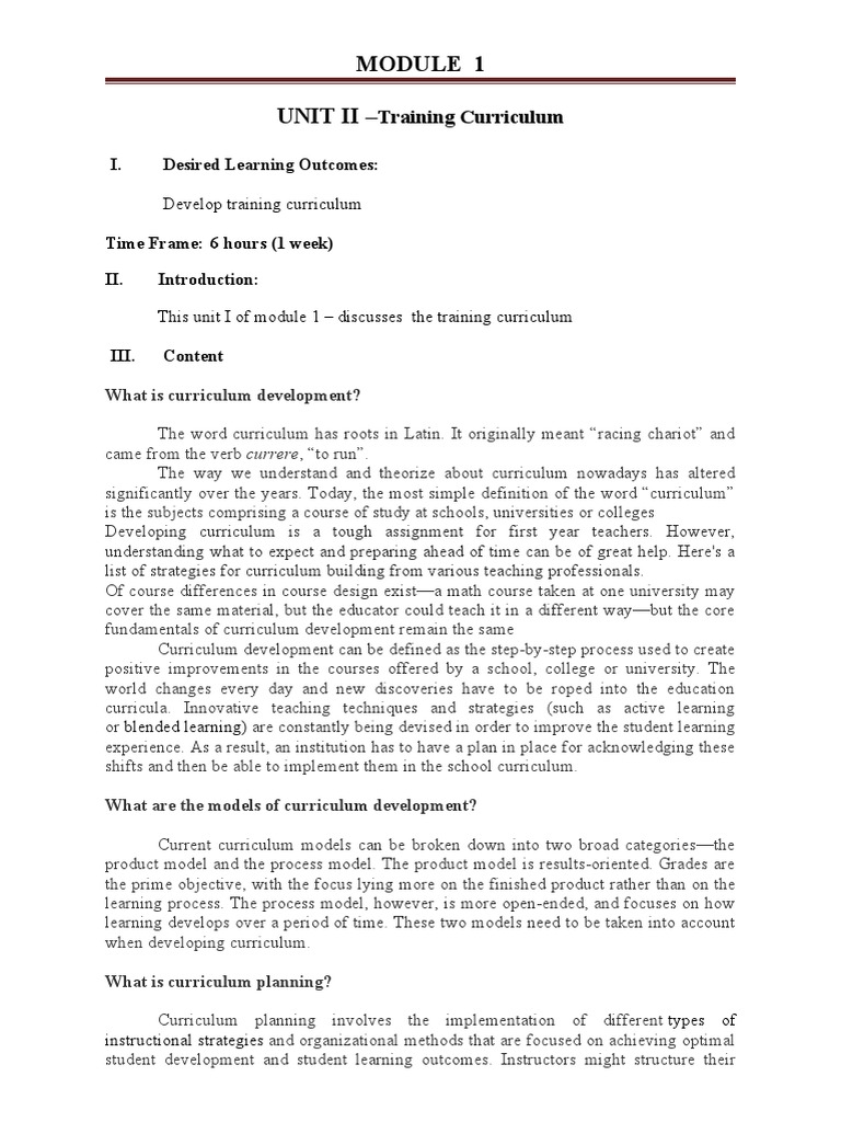 Curriculum Development Guide | PDF | Curriculum | Teaching