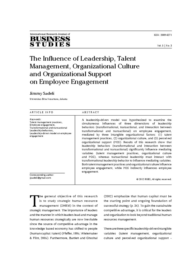 The Influence of Leadership Talent Management Orga | PDF ...