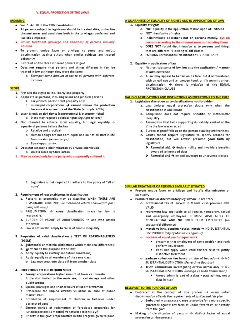 Requisites of Equal Protection Clause | PDF | Equal Protection Clause ...