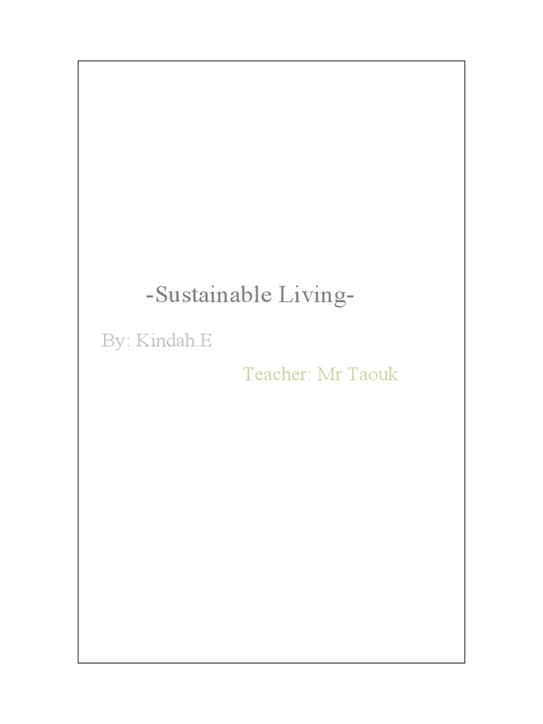 Sustainable Living Pdf