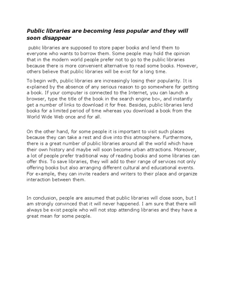 An Essay (Libraries) | PDF | Social Science | General Fiction