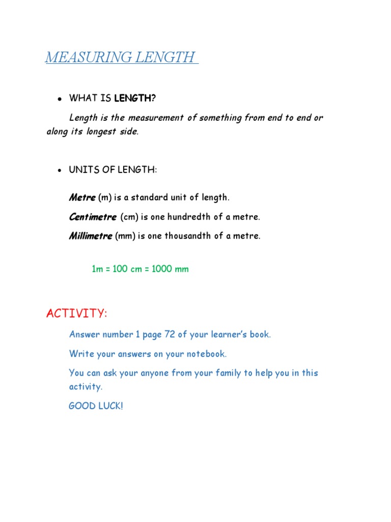 Length Measurement for Grade 4 | PDF