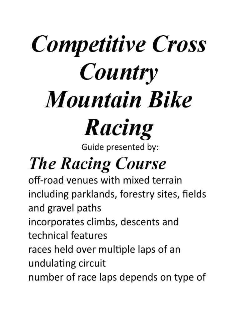 Competitive Cross Country Mountain Bike Racing PDF