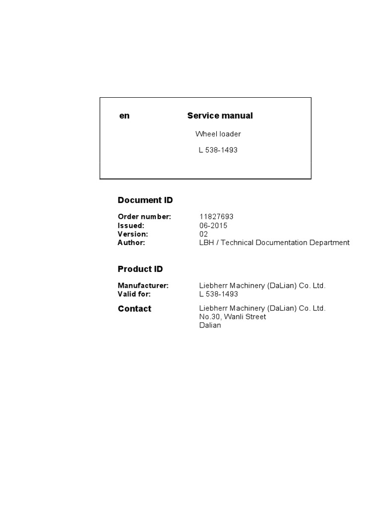 Liebherr L538 1493 Wheel Loader Pdf Coolant Lubricant