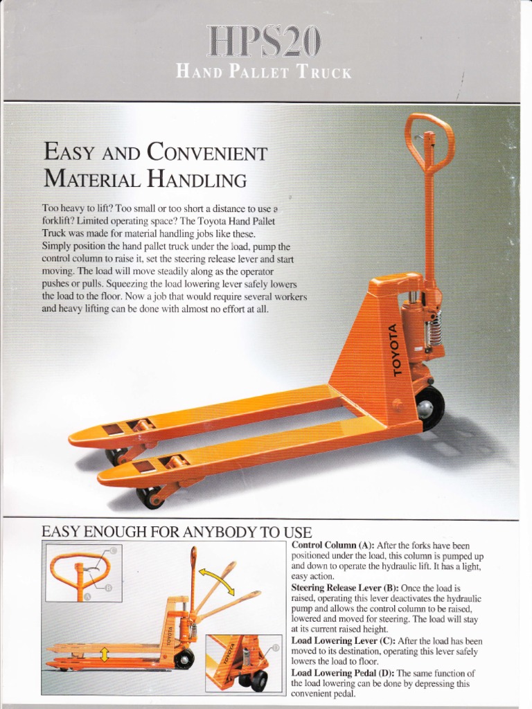 1.0 Hand Pallet Truck Toyota PDF Wheeled Vehicles Motor Vehicle