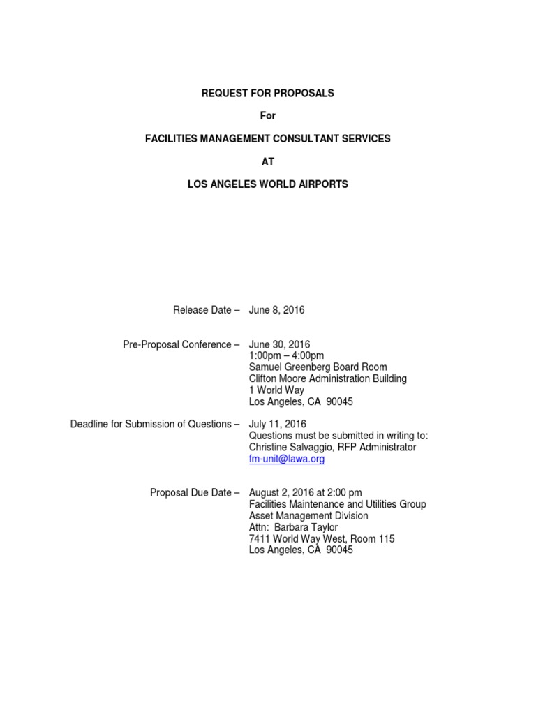 RFP Facilities Management Consultant Services v10 PDF Business