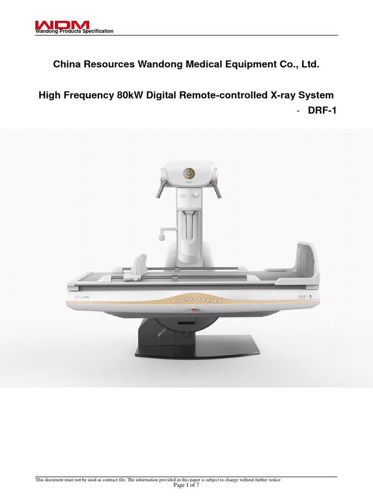 DRF-1 - HF 80kW Digital RF X-Ray System - 201706 | PDF | Radiography ...