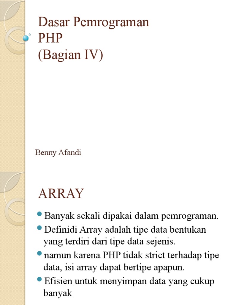 Panduan Dasar Array dan Fungsi PHP | PDF | Komputer