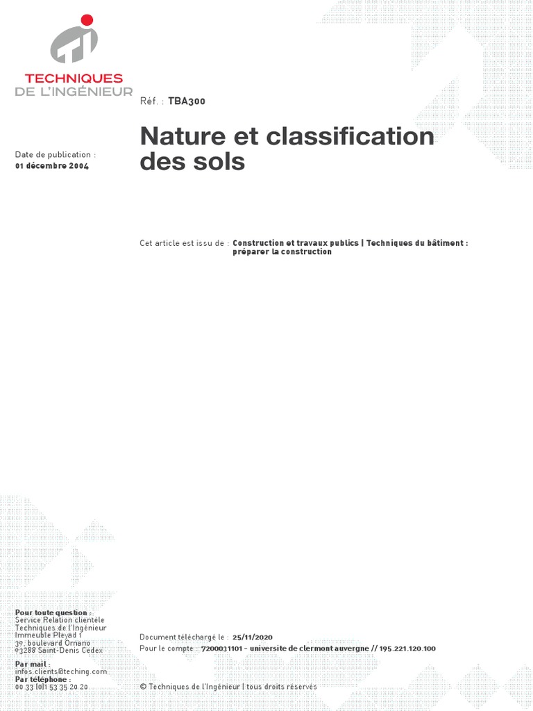 La Nature Et La Classification Des Sols | PDF | Géologie | Argile