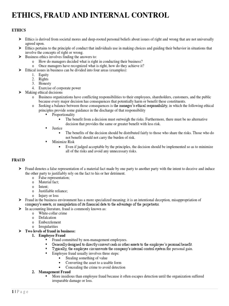 Ethics and Internal Control in Accounting | PDF | Internal Control ...