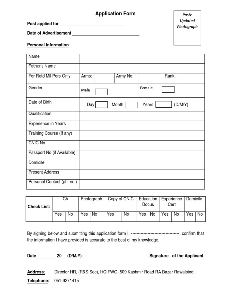 Application Form: Post Applied For - Date of Advertisement | PDF