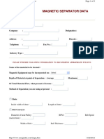 Magnetic Separator Data Sheet: Please Furnish Following Information To Recommend Appropriate Pulleys