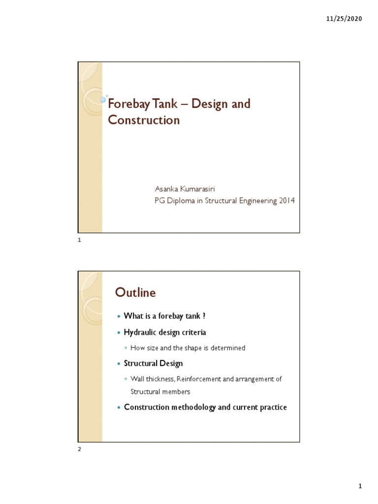 Forebay Tank Design and Construction Guide | PDF | Reservoir | Beam ...