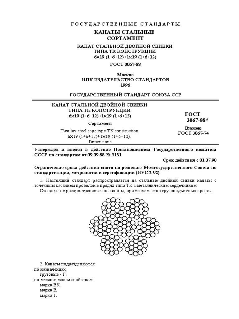ГОСТ 3067-88 Канаты Стальные Сортамент.Pdf | PDF