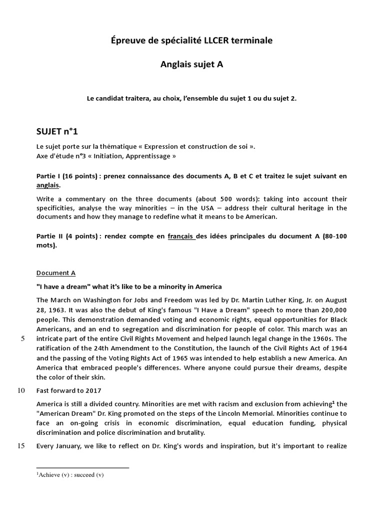 Bts Am Espagnol Sujet Et Corrigé 2018 Bac - Épreuve de Spécialité LLCER - Sujet Et Corrigé N°1 | PDF | Selfie |  Poverty
