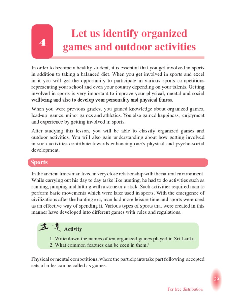 Organized Games and Outdoor Activities | PDF | Sports | Snow