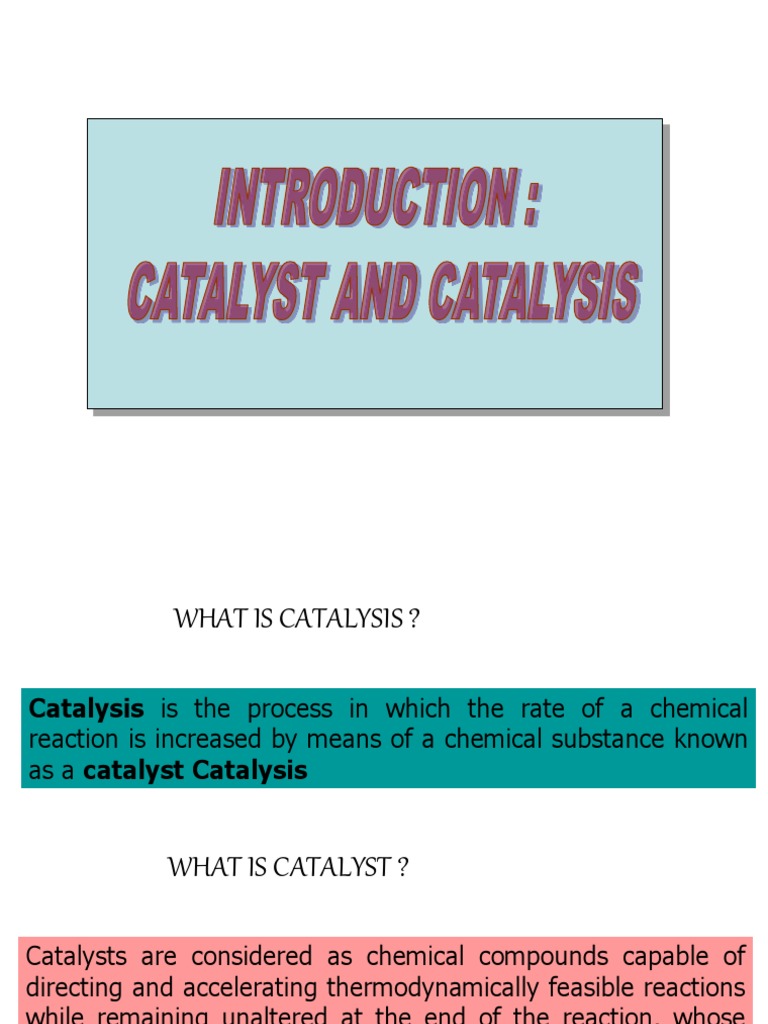 Catalyst Definition PDF Catalysis Reaction Rate