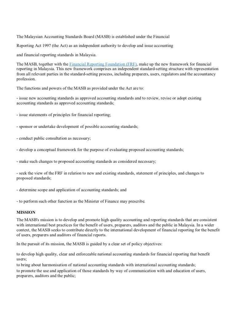 MASB Responsibilities and Standards | PDF | Financial Statement ...