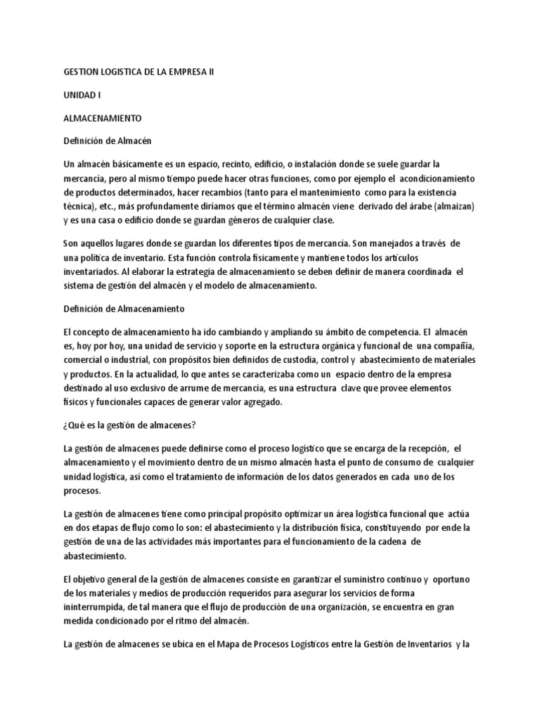 Gestión de Almacenes y Almacenamiento | PDF | Almacén | Logística