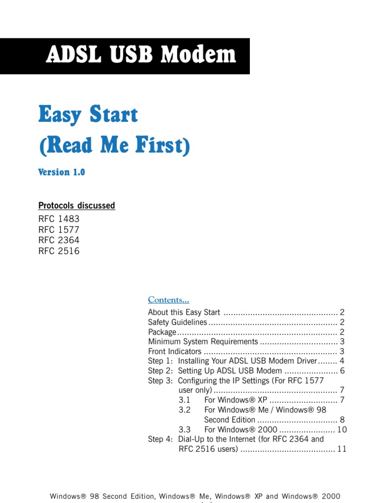 E S R M F Adsl Usb Modem PDF Ip Address Modem