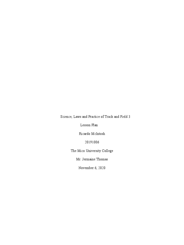 Track and Field Lesson PDF Hand Hip