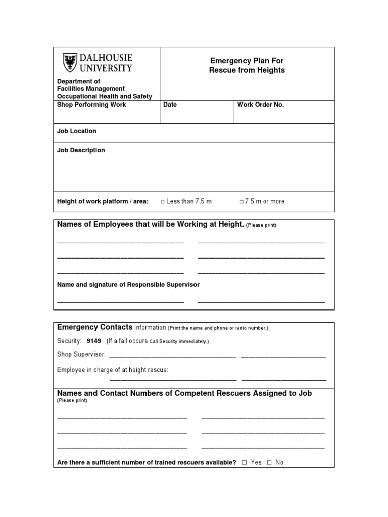 Emergency Plan for Rescue from Heights: A Detailed Procedure for ...