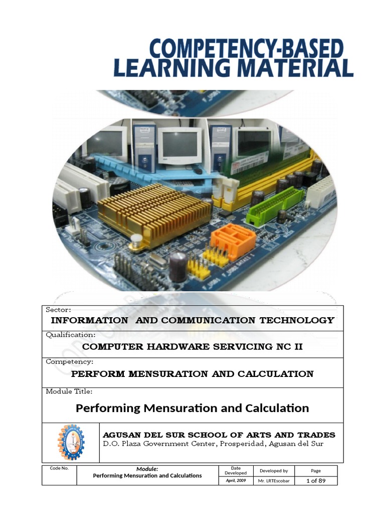 ICT Mensuration & Calculation Guide | PDF | Area | Bit