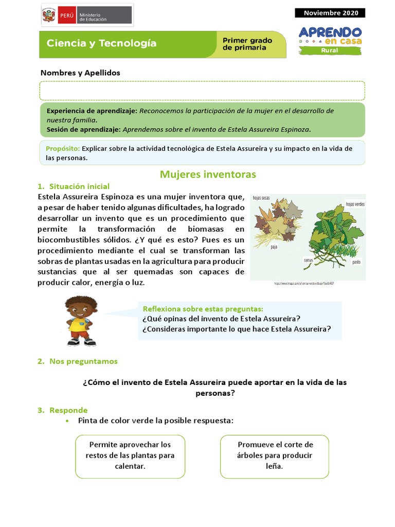 Ficha 4 Sesion 2 Exp 2 Ciencia y Tecnologia Primer Grado Noviembre ...