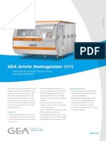 GEA Ariete Homogenizer 5315: Homogenizer & High Pressure Pump Technical Datasheet