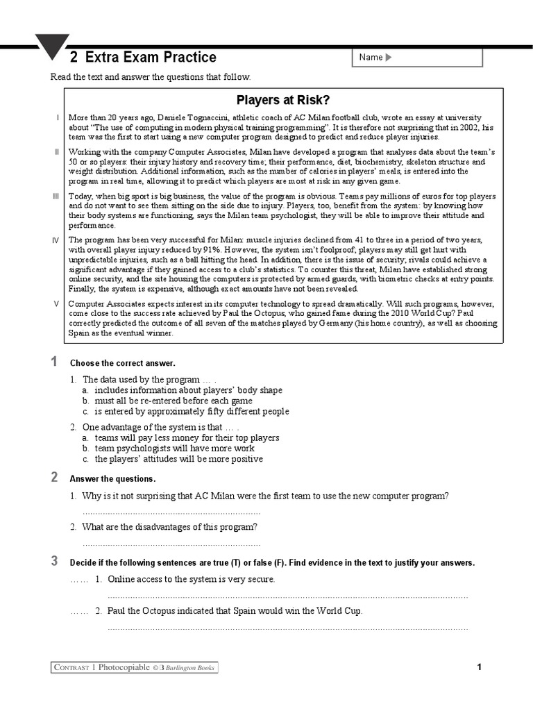 Extra Practice Reading Test 2 Bach | PDF | Risk | Dieting