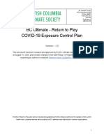 BC Ultimate - Return To Play COVID-19 Exposure Control Plan: Version - 2.0