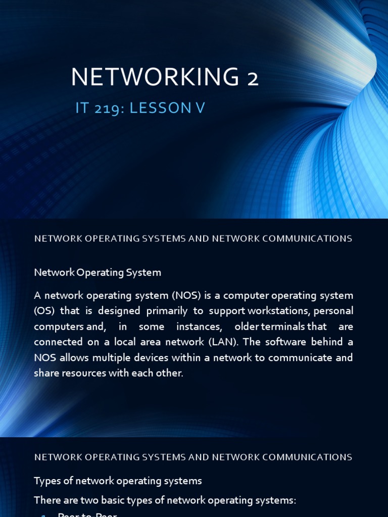 Network Operating Systems Overview | PDF | Operating System | Computer ...