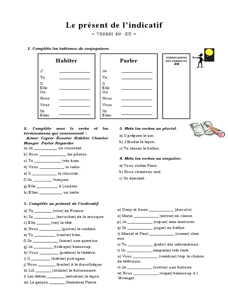 Comer Conjugaison Present De L Indicatif Verbes en Er Au Prsent de Lindicatif | PDF | Verbe | Grammaire