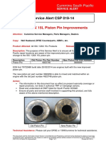 Service Alert CSP 019-14: ISX / QSX 15L Piston Pin Improvements