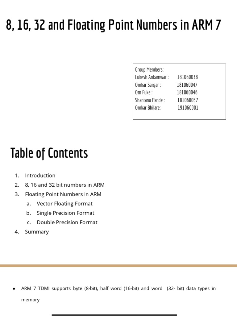 8,16,32 Floating Point Processing in ARM | PDF | Arm Architecture ...