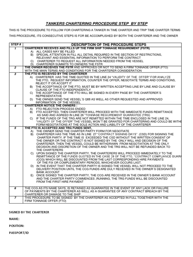 Tanker Chartering Procedure Guide | PDF | Guarantee | Civil Law (Legal ...
