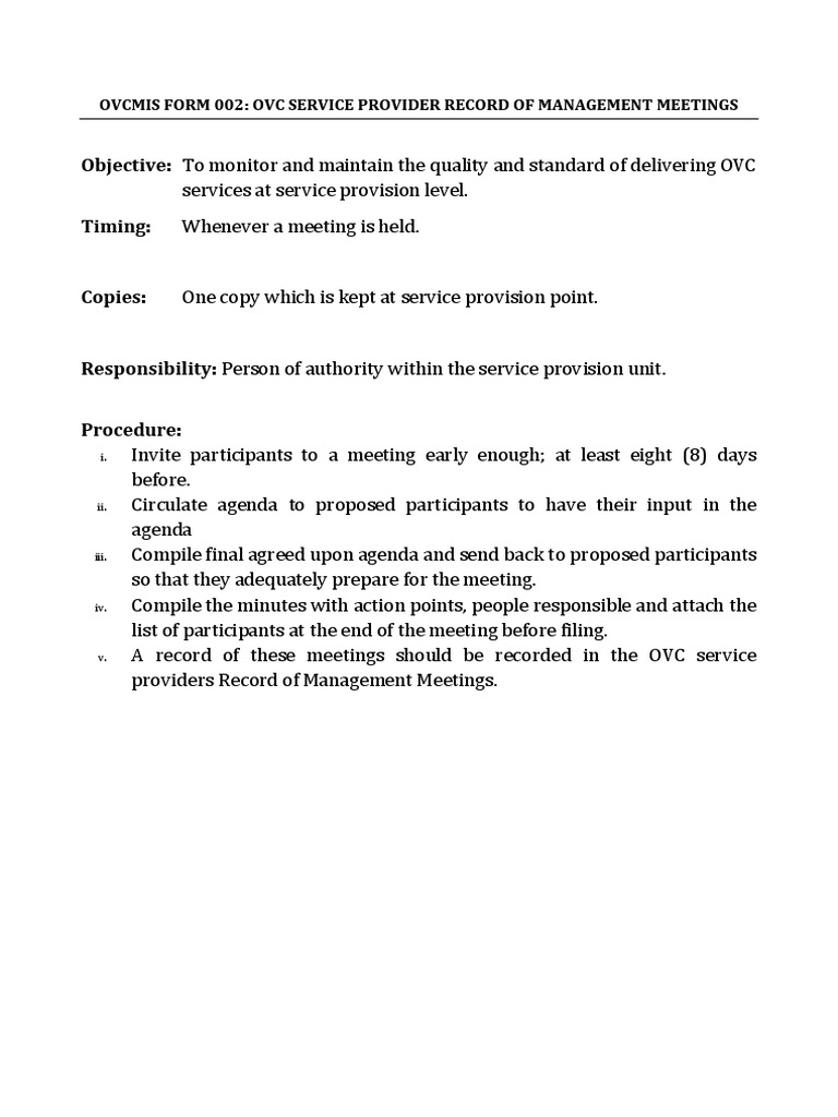 OVC Service Provider Meeting Record | PDF | Technology & Engineering