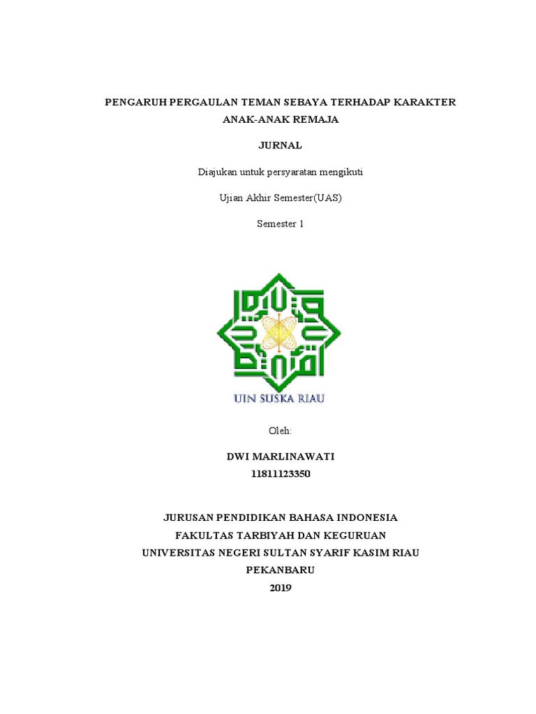 Jurnal Pengaruh Pergaulan Teman Sebaya Terhadap Karakter Anak-Anak ...