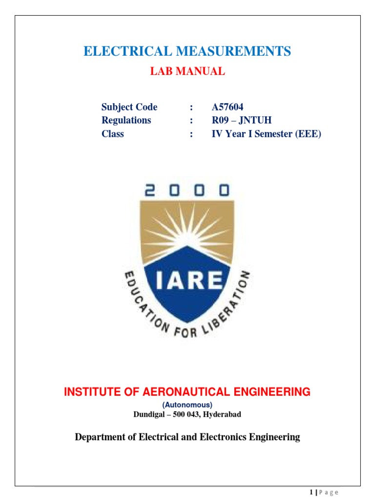 Electrical Measurements Lab Manual PDF PDF Engineering Ac Power