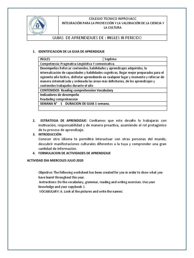 guias de aprendizaje 7 grado