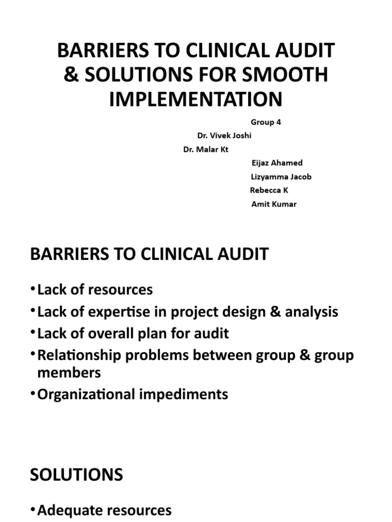 Overcoming Clinical Audit Barriers | PDF